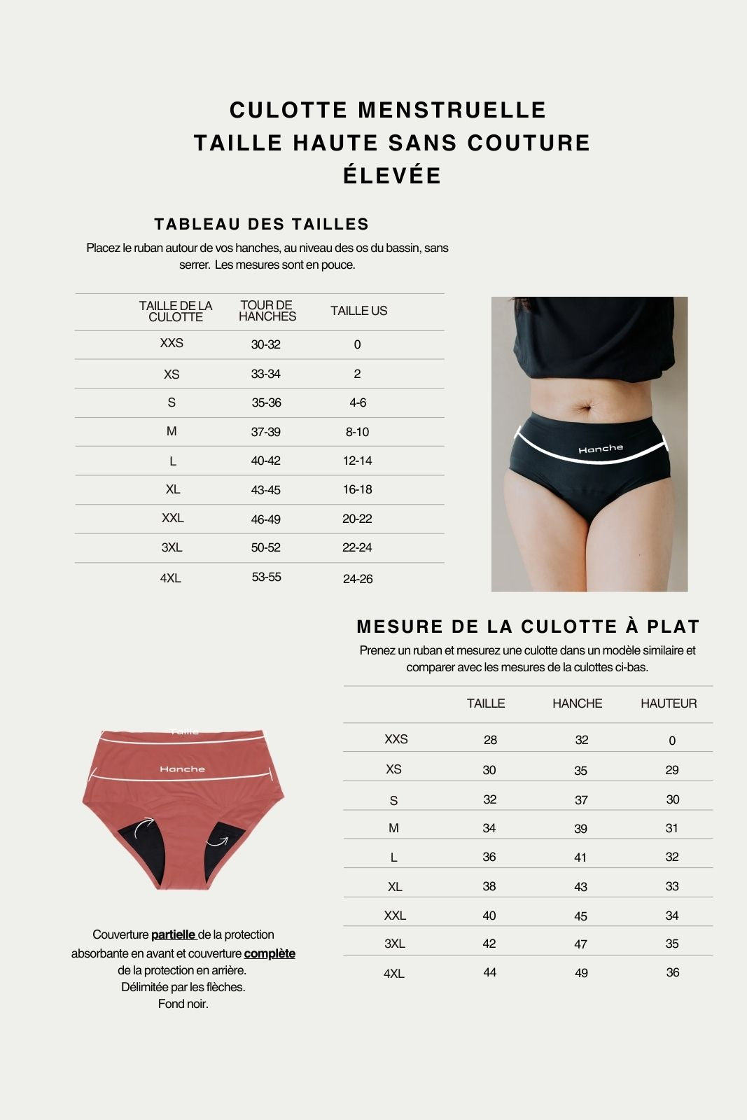 Culotte menstruelle Taille Haute Sans Couture - Absorption élevée